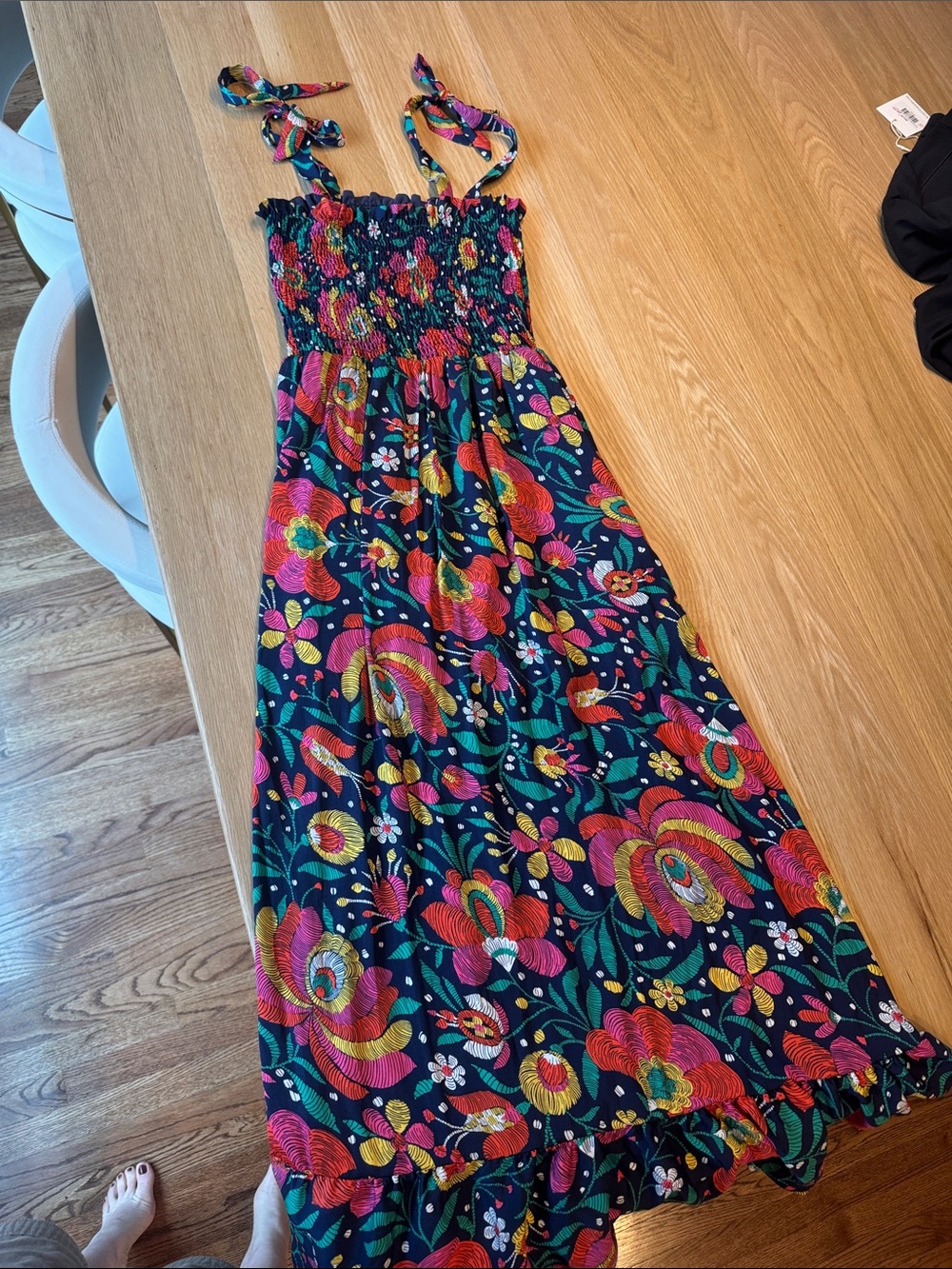 summersalt Navy Maxi Dress with Pink, Green & Yellow Floral Print